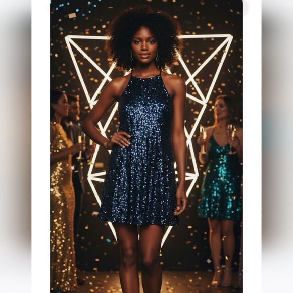 Forever 21 Dresses & Skirts - Forever 21 Blue Sequin Sleeveless Dress